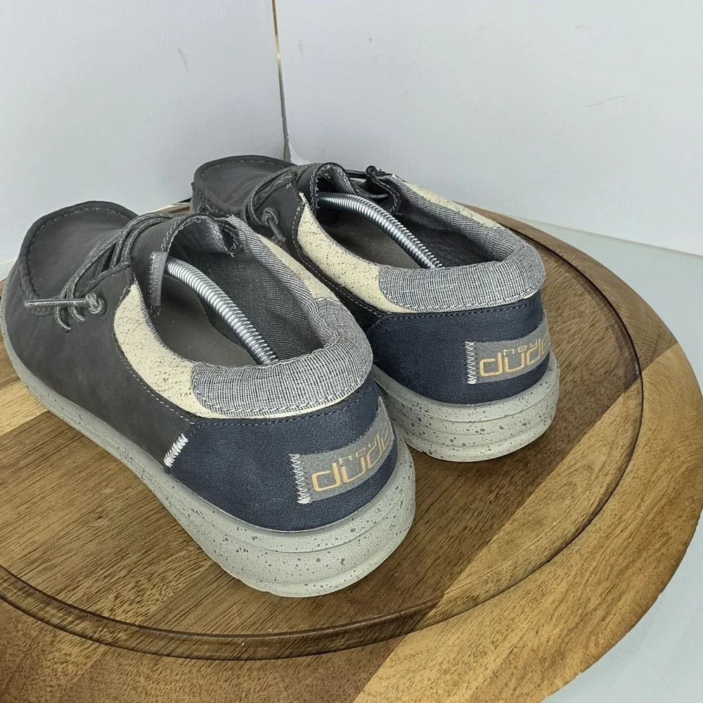 HEY DUDE SHOES Paul - Grey Men's Size 11 Craft Leather Gray/Blue